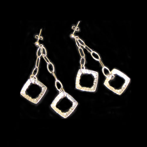 Imagen pendientes plata presión/colgar diseño cuadrados